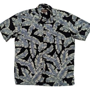 Cooke Street Mens M Short Sleeve Button Up Black Hawaiian Cocktail Shirt EUC